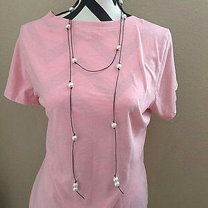 Custom leather and pearl necklace